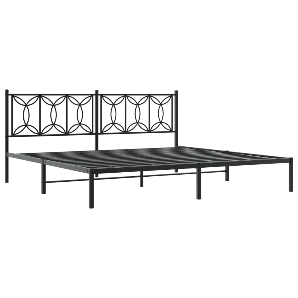 Sengeramme i metall med sengegavl svart 193x203 cm