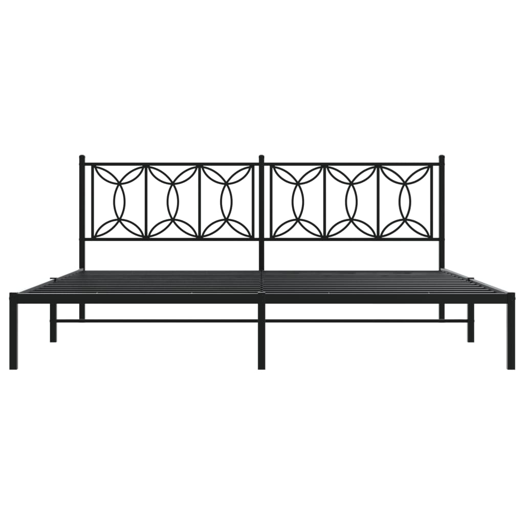 Sengeramme i metall med sengegavl svart 193x203 cm