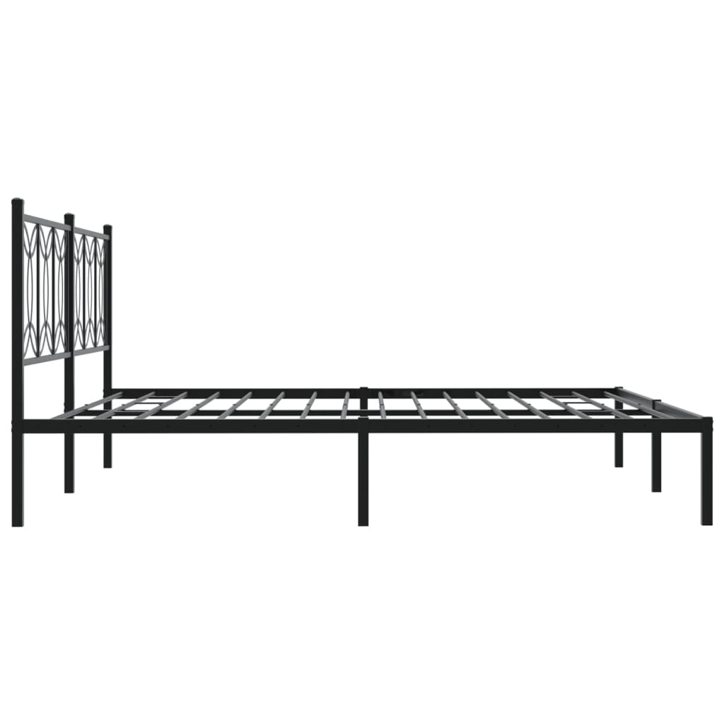 Sengeramme i metall med sengegavl svart 193x203 cm