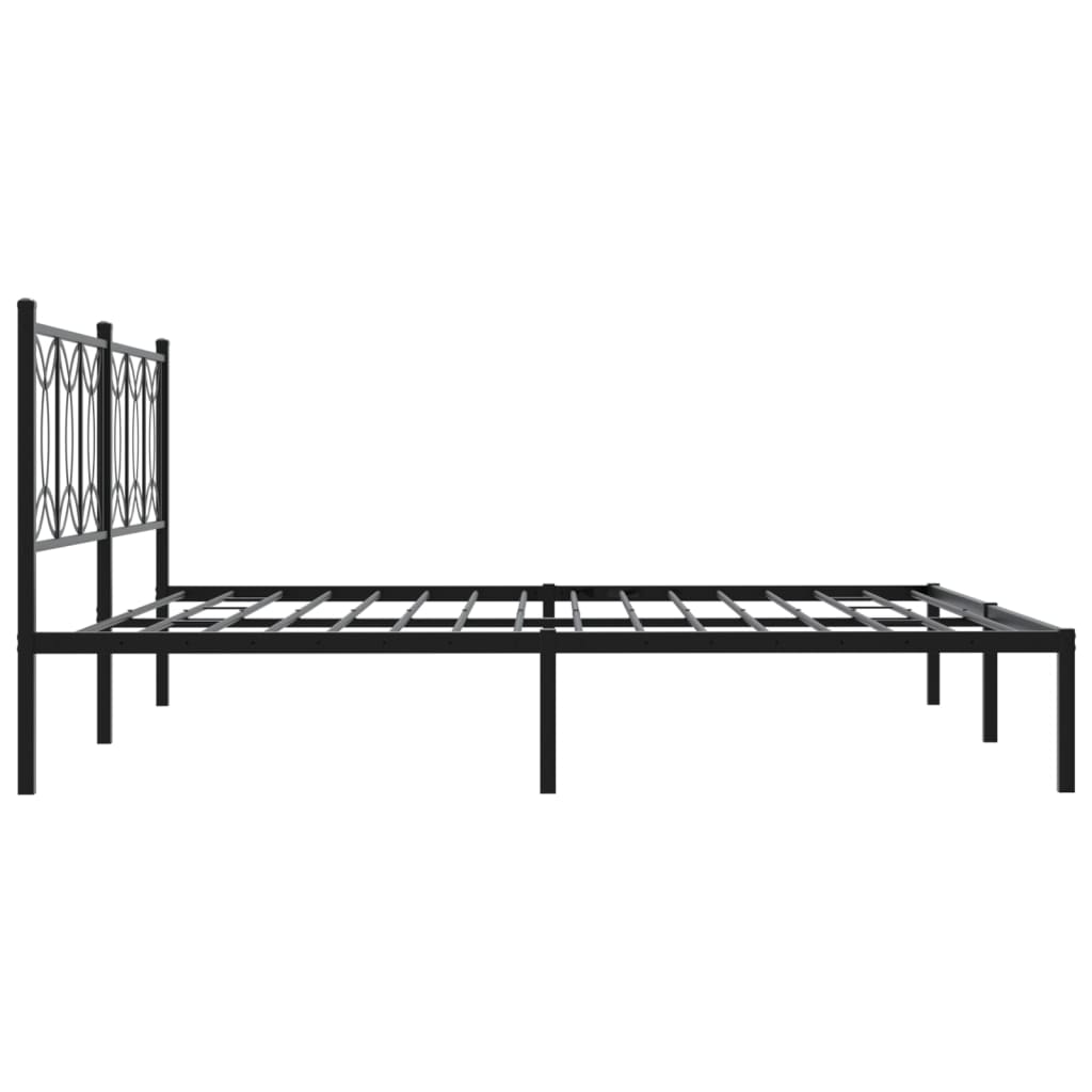Sengeramme i metall med sengegavl svart 200x200 cm