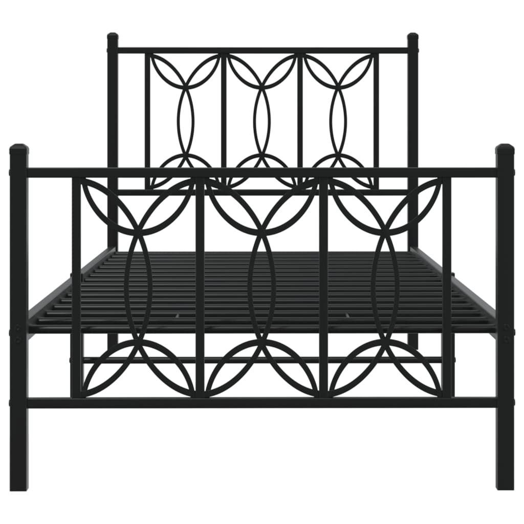 Sengeramme i metall med hode- og fotgavl svart 90x190 cm