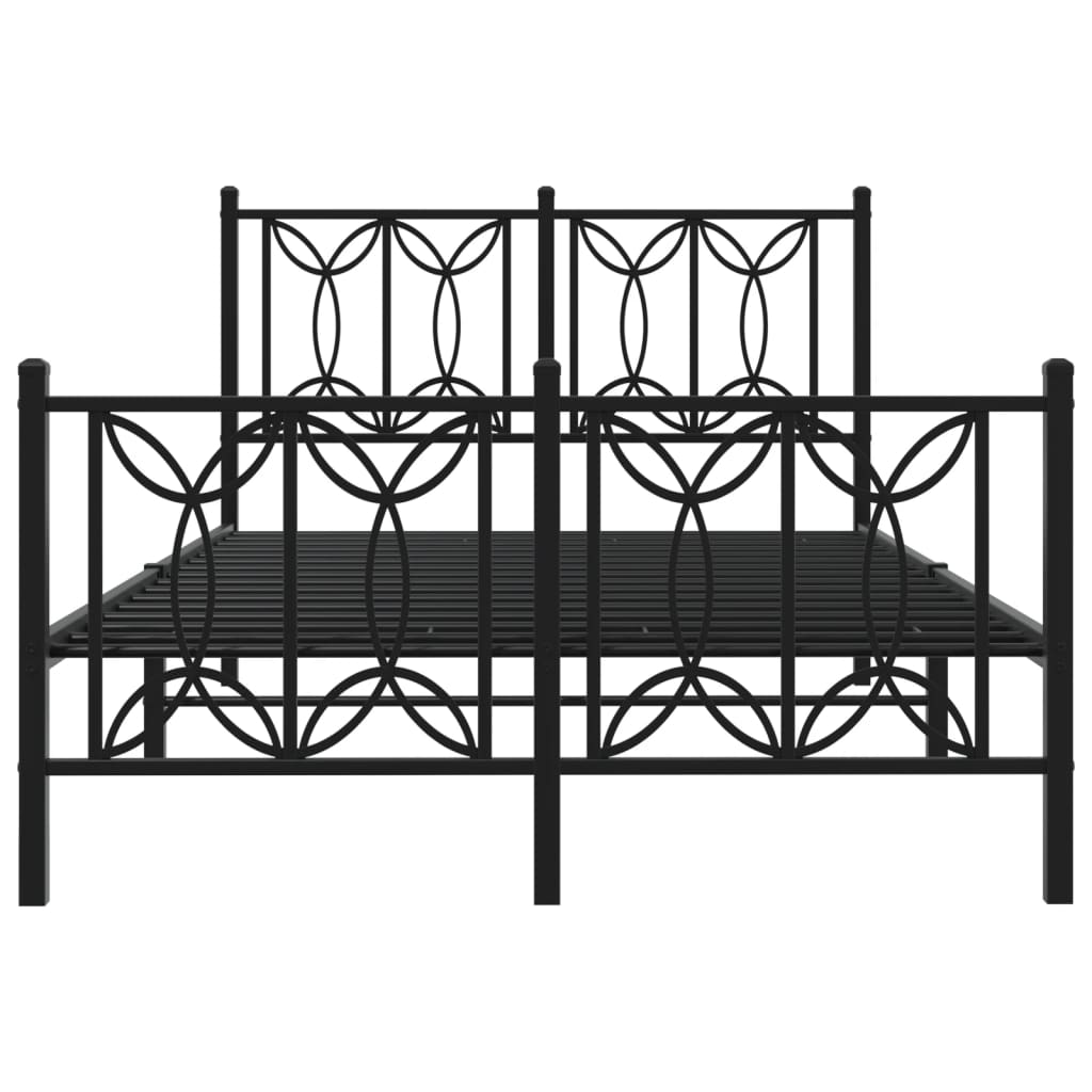 Sengeramme i metall med hode- og fotgavl svart 120x190 cm