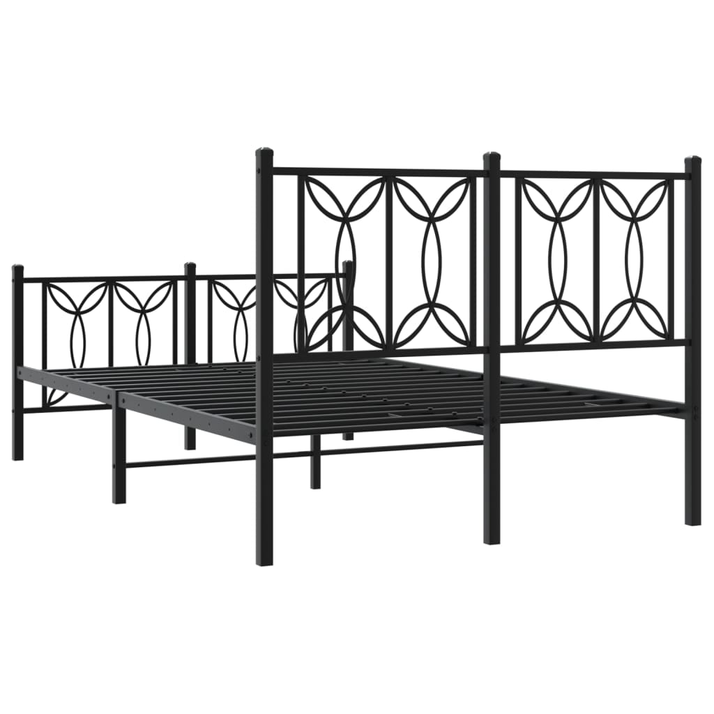 Sengeramme i metall med hode- og fotgavl svart 120x190 cm