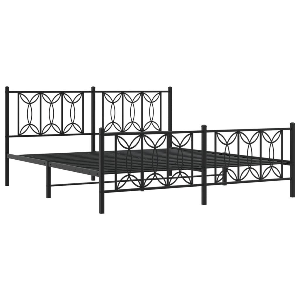 Sengeramme i metall uten madrass med fotgavl svart 180x200 cm