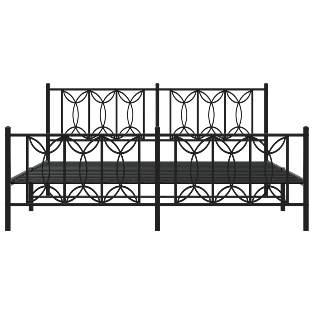 Sengeramme i metall uten madrass med fotgavl svart 180x200 cm