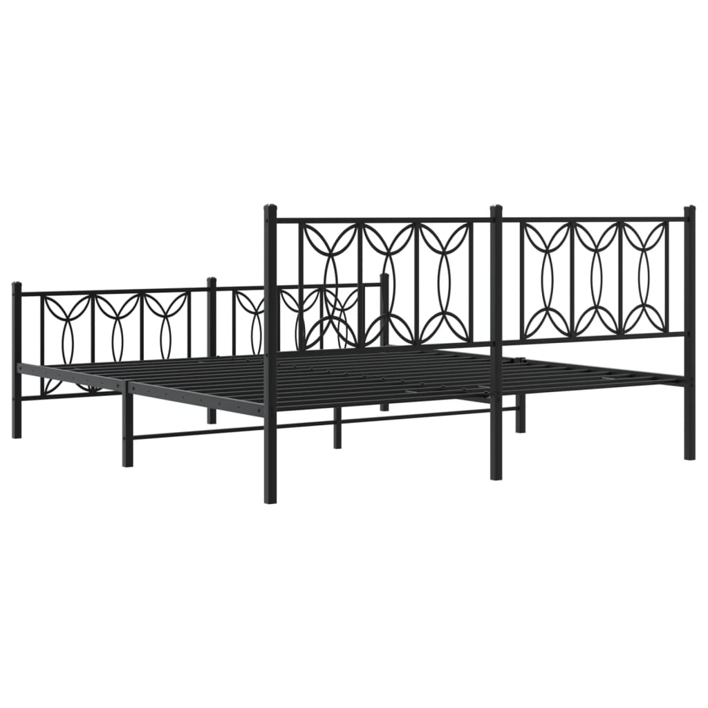 Sengeramme i metall uten madrass med fotgavl svart 180x200 cm