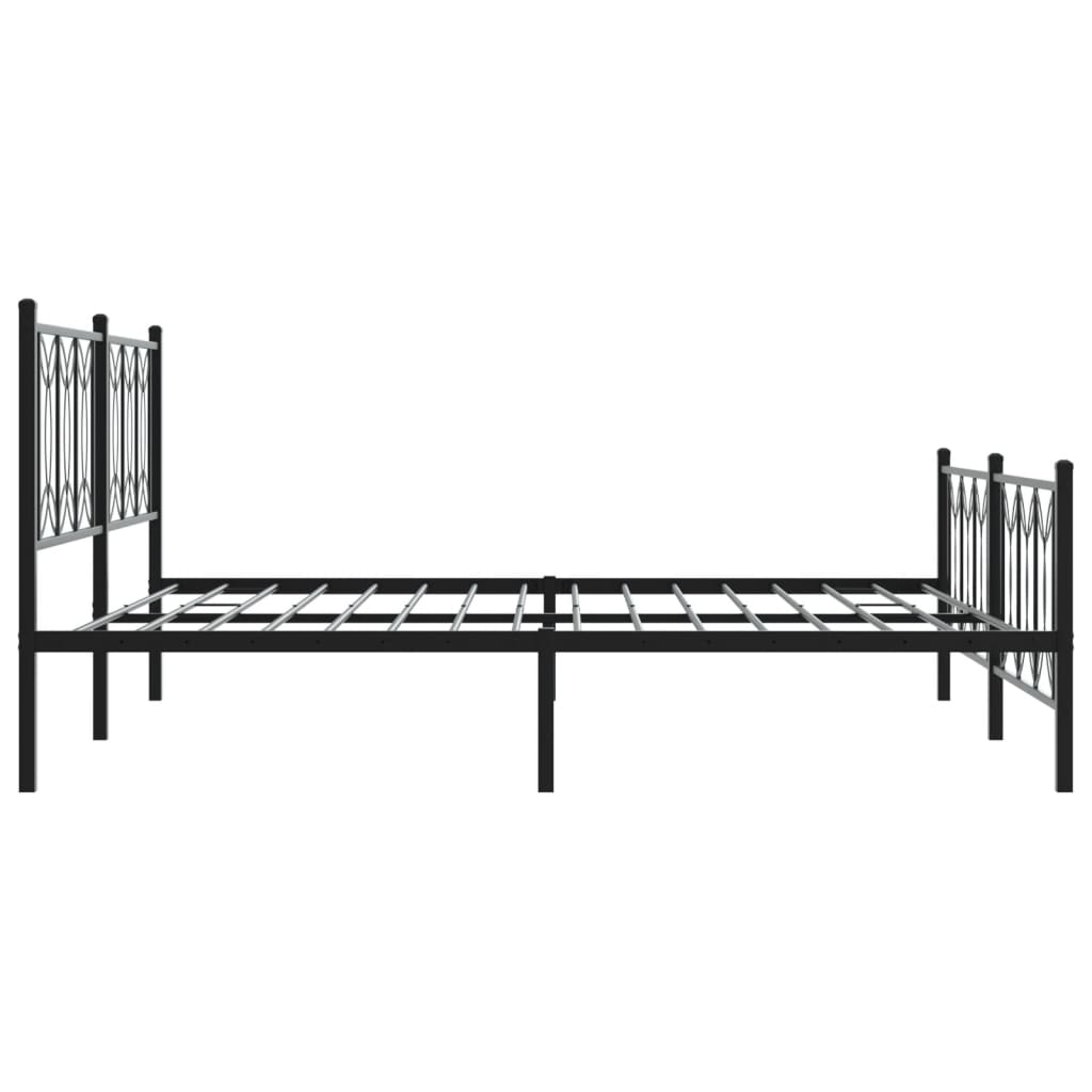 Sengeramme i metall med hode- og fotgavl svart 183x213 cm