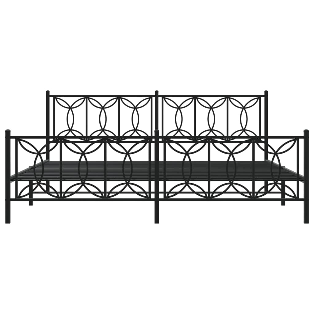 Sengeramme i metall med hode- og fotgavl svart 193x203 cm