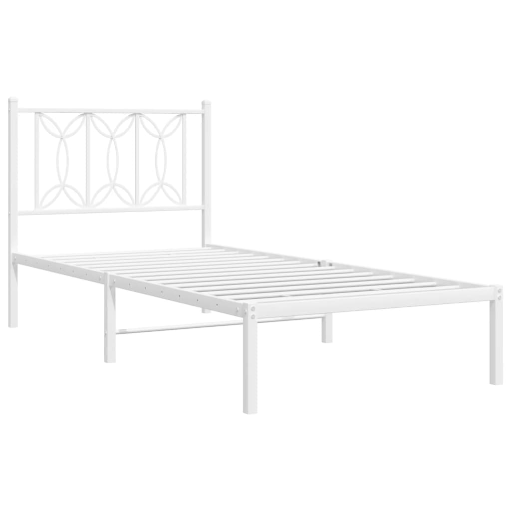 Sengeramme i metall med hodegavl hvit 80x200 cm