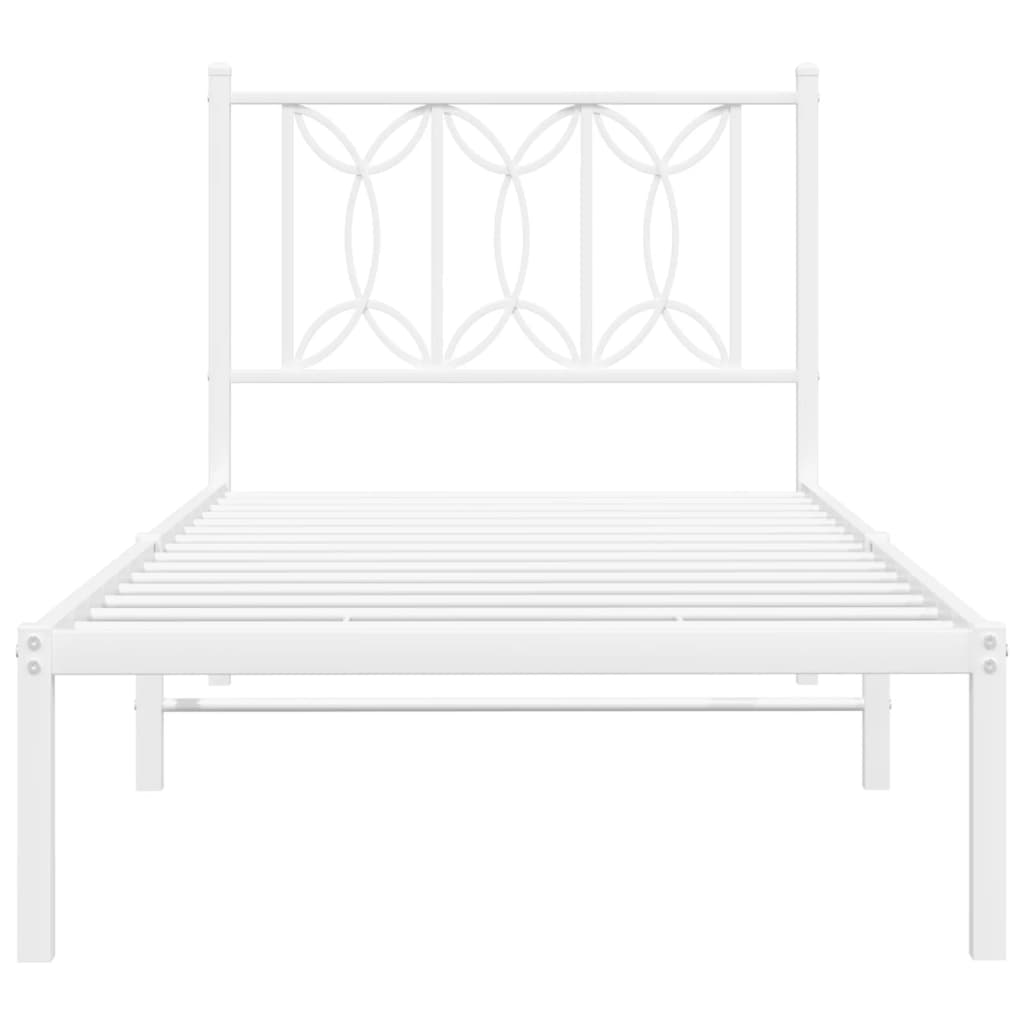 Sengeramme i metall med hodegavl hvit 90x190 cm
