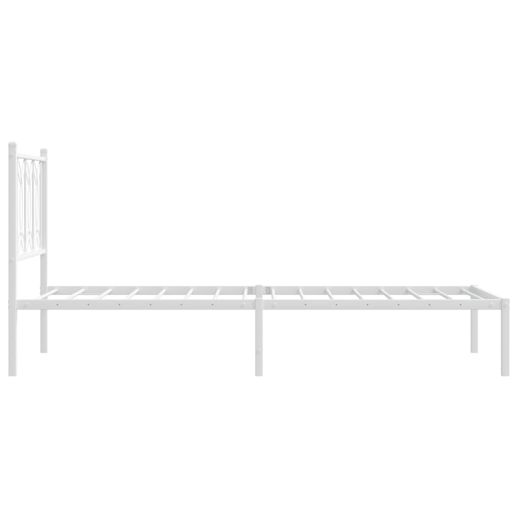 Sengeramme i metall med hodegavl hvit 90x190 cm