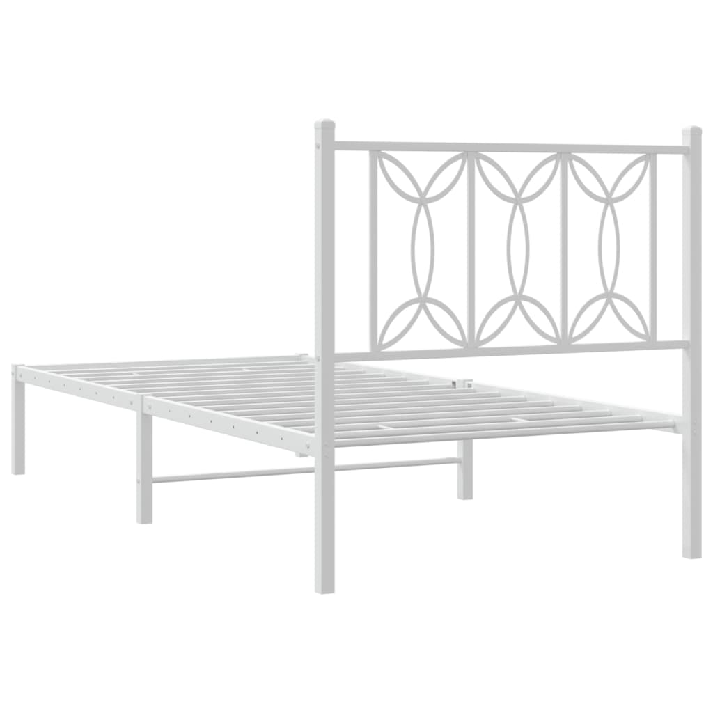 Sengeramme i metall med hodegavl hvit 90x190 cm