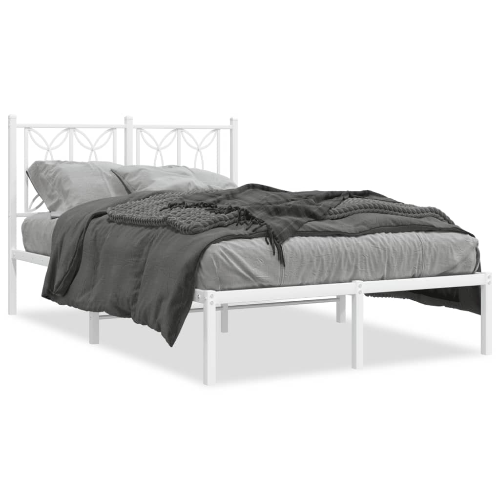 Sengeramme i metall med hodegavl hvit 120x190 cm