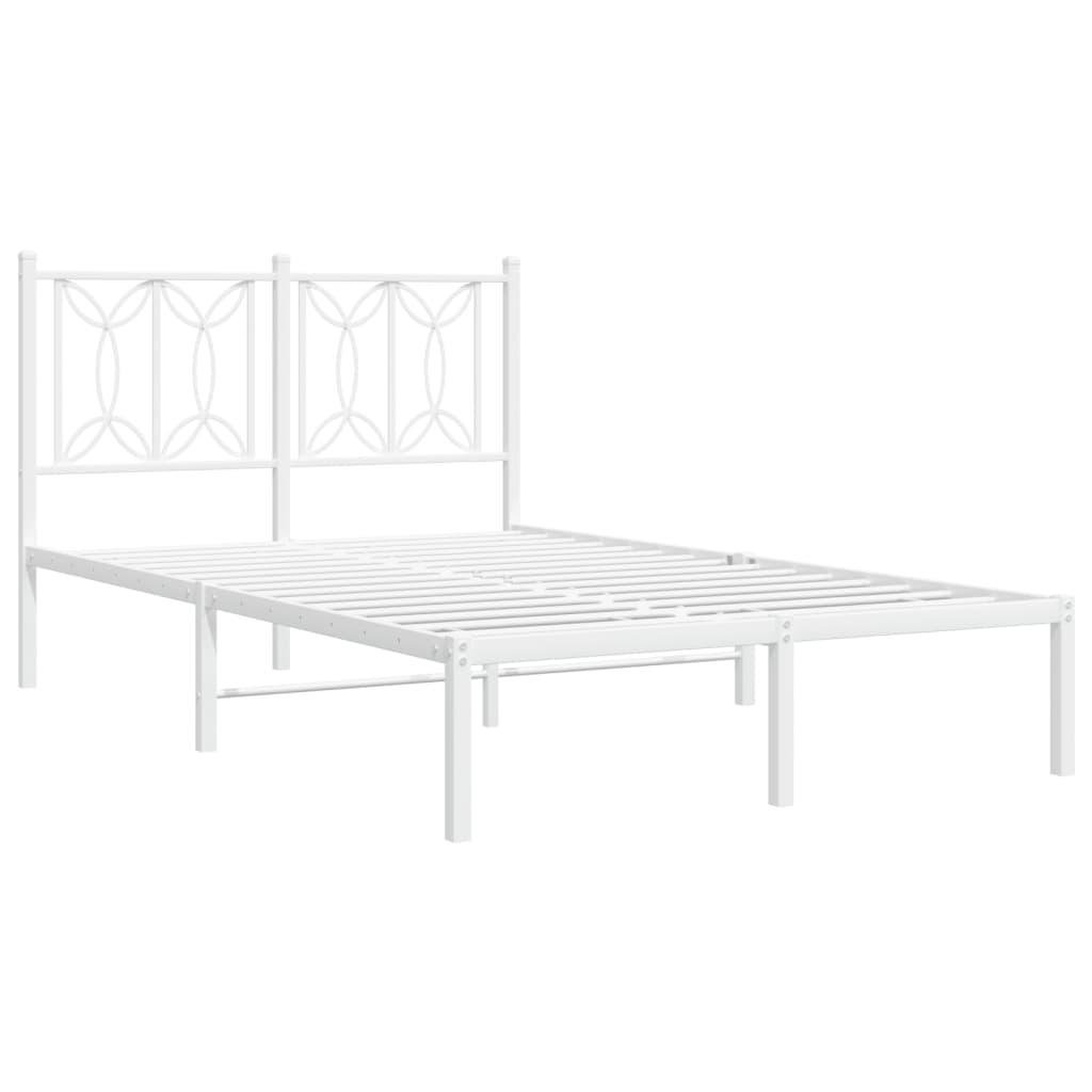 Sengeramme i metall med hodegavl hvit 120x200 cm