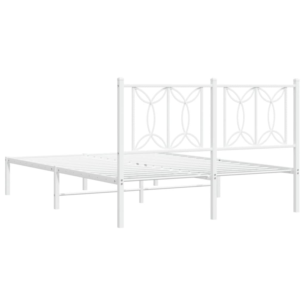 Sengeramme i metall med hodegavl hvit 135x190 cm