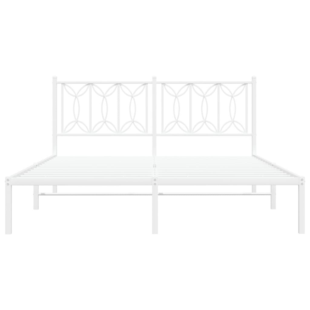 Sengeramme i metall med sengegavl hvit 150x200 cm
