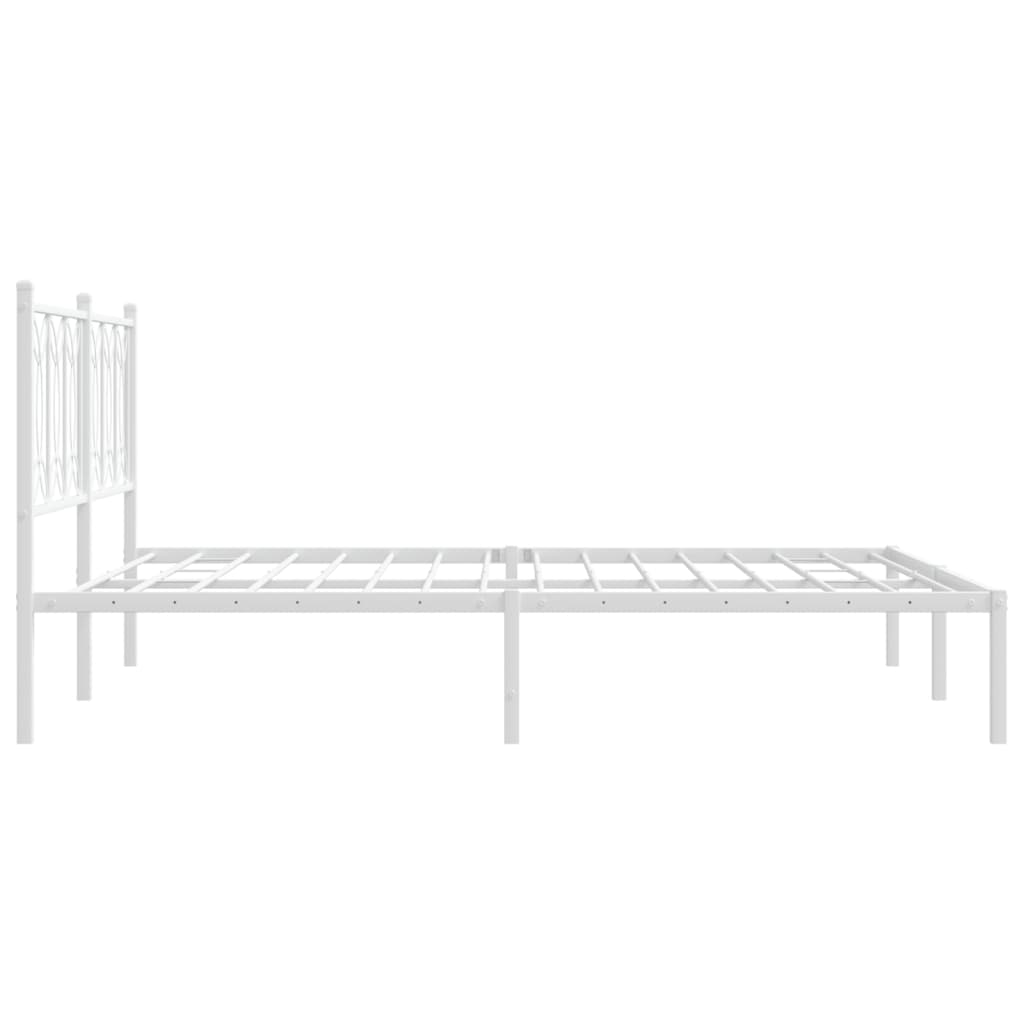 Sengeramme i metall med sengegavl hvit 150x200 cm