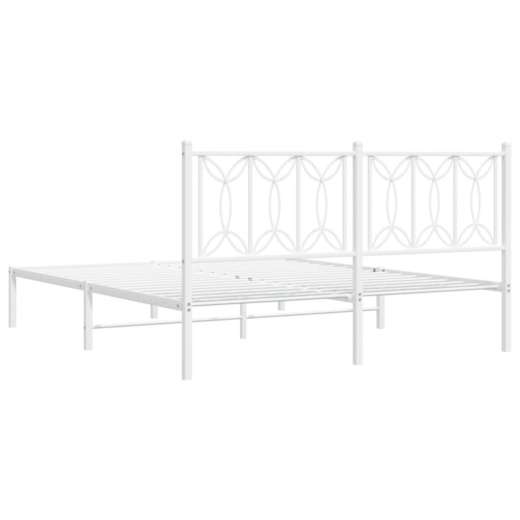 Sengeramme i metall med sengegavl hvit 150x200 cm