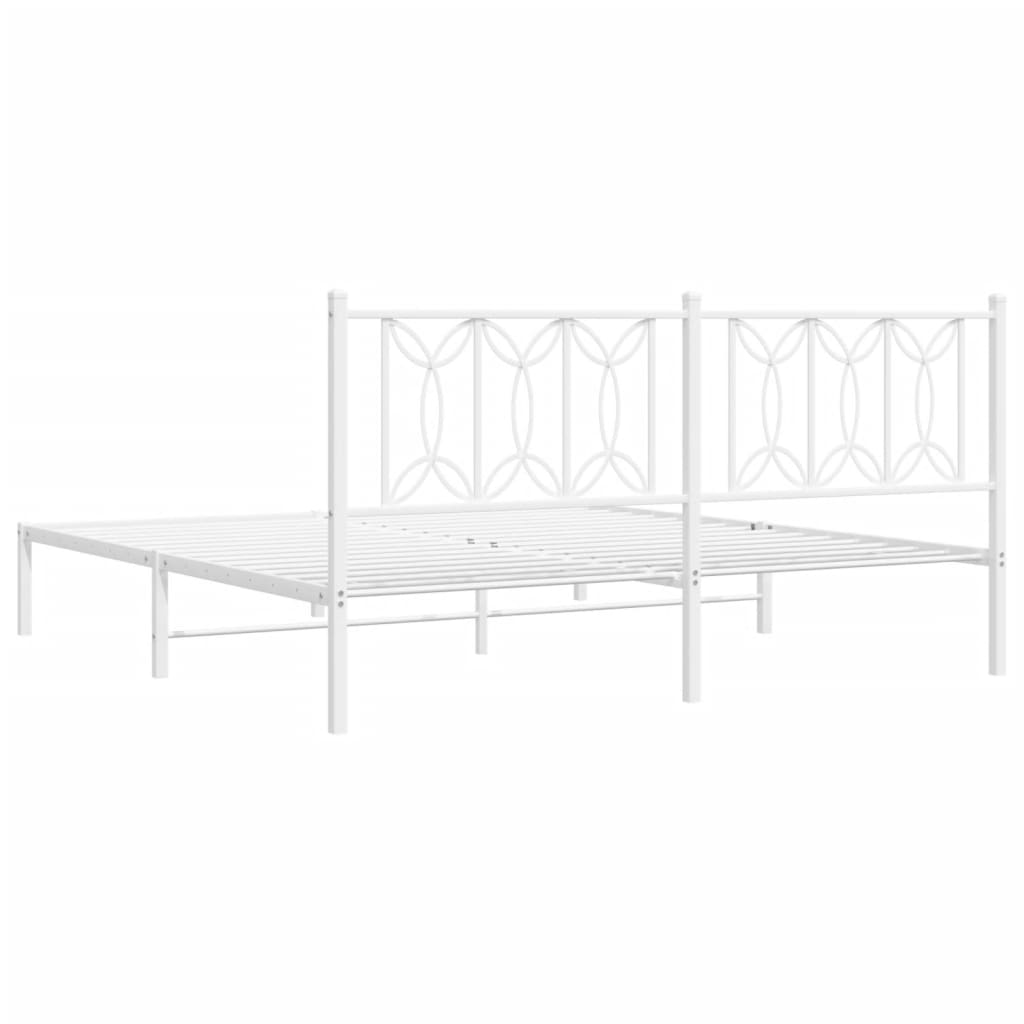 Sengeramme i metall med hodegavl hvit 183x213 cm