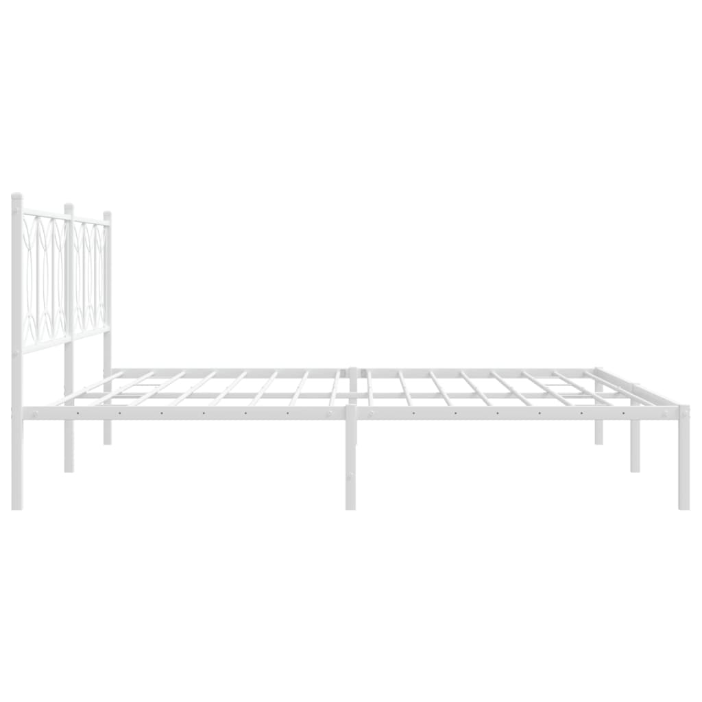 Sengeramme i metall med hodegavl hvit 193x203 cm