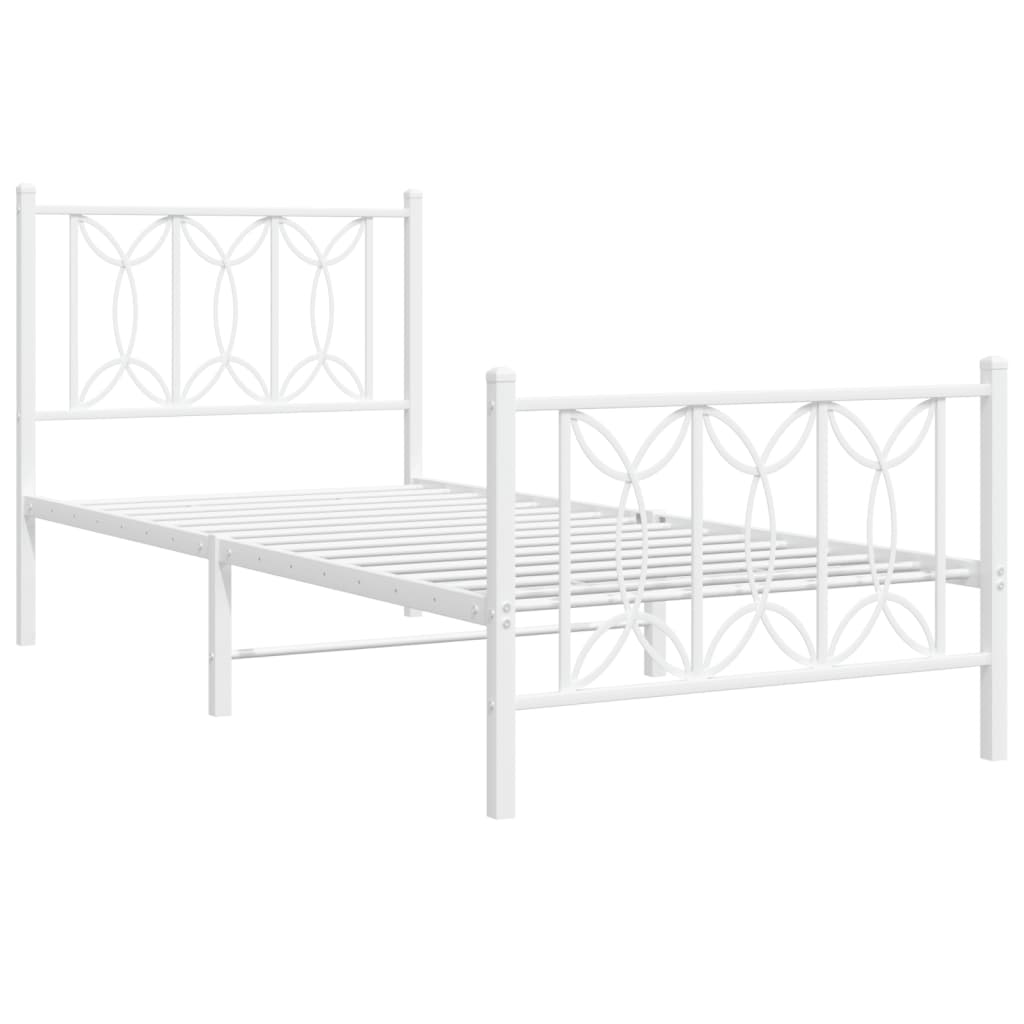 Sengeramme i metall med hode- og fotgavl hvit 90x190 cm