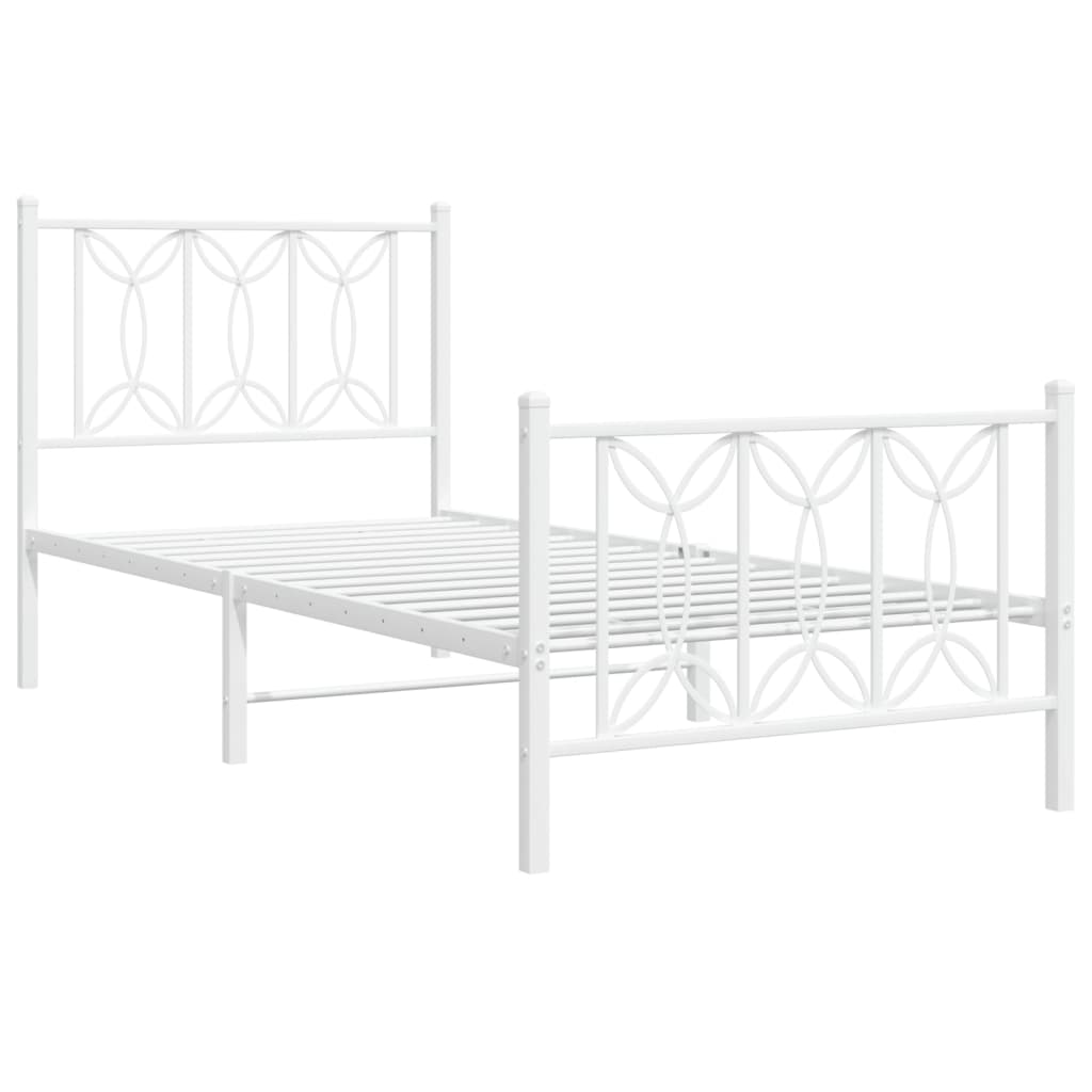 Sengeramme i metall med hode- og fotgavl hvit 90x200 cm