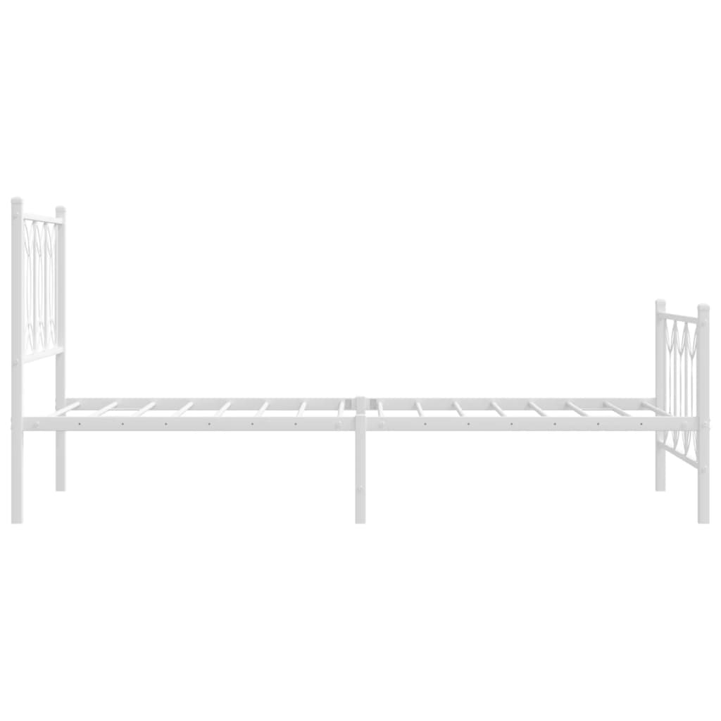 Sengeramme i metall med hode- og fotgavl hvit 90x200 cm