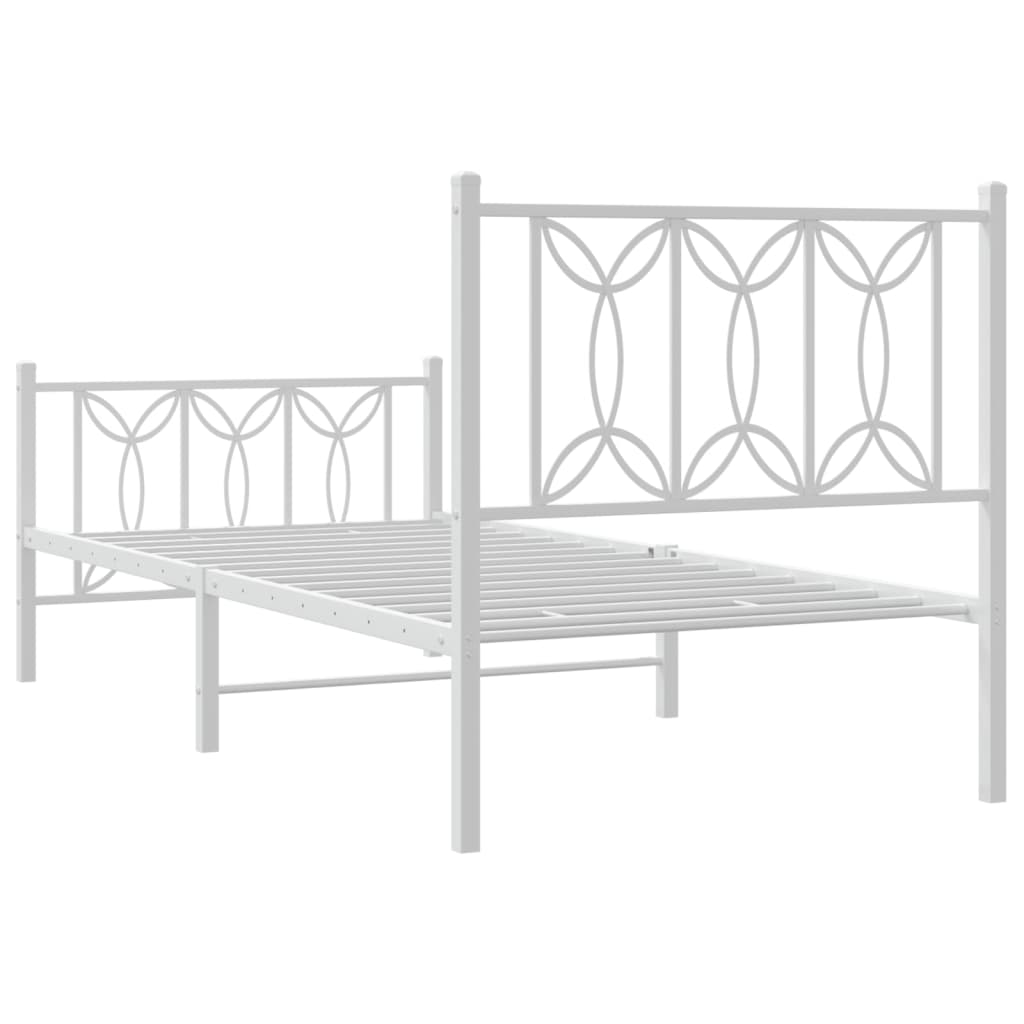 Sengeramme i metall med hode- og fotgavl hvit 90x200 cm