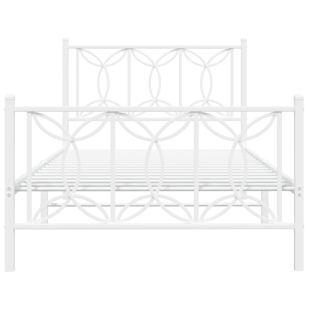 Sengeramme i metall med hode- og fotgavl hvit 107x203 cm