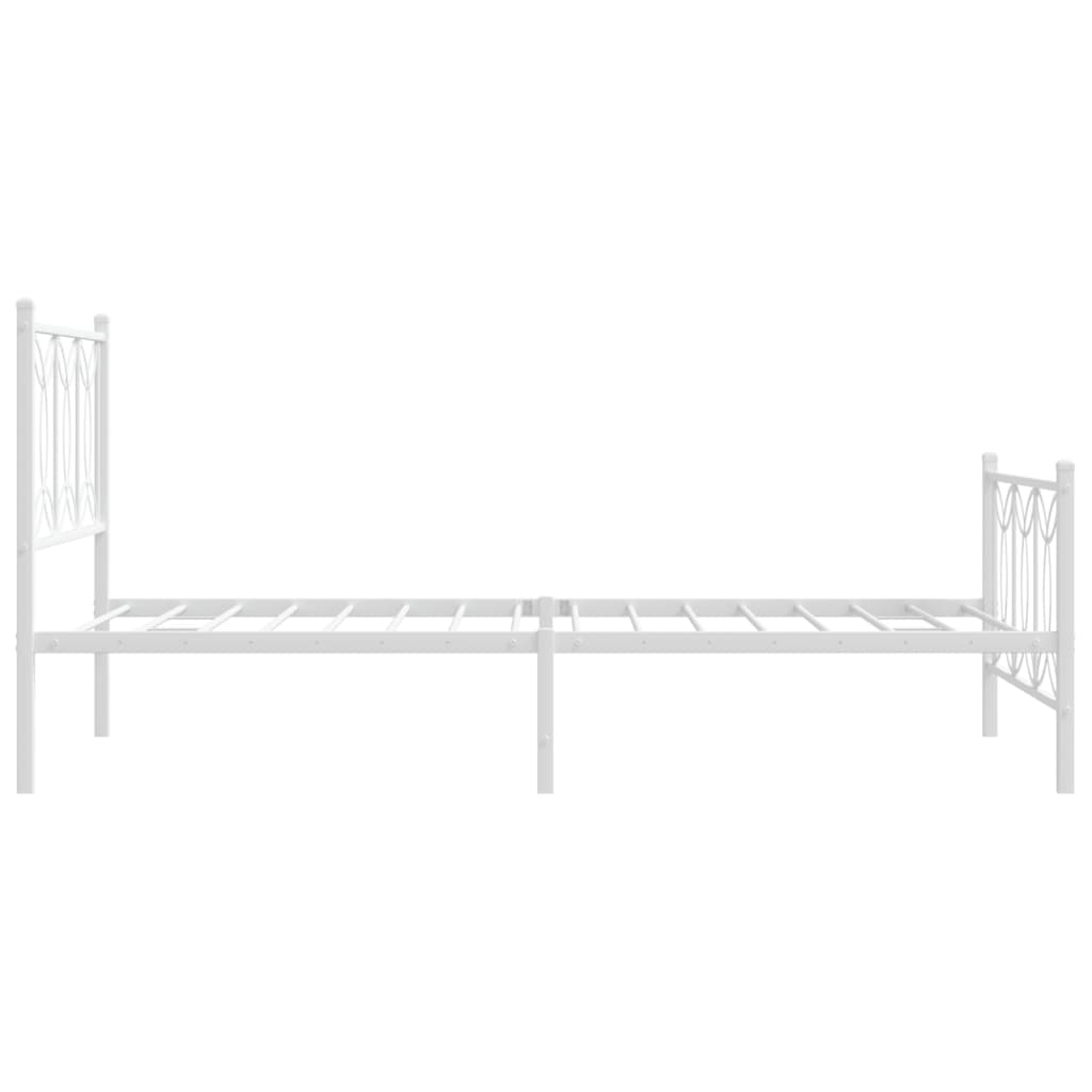 Sengeramme i metall med hode- og fotgavl hvit 107x203 cm