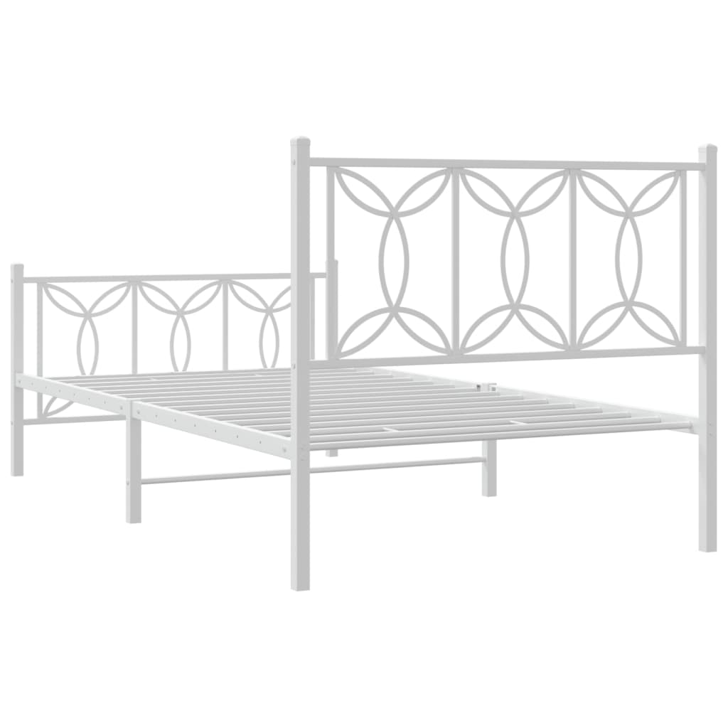 Sengeramme i metall med hode- og fotgavl hvit 107x203 cm