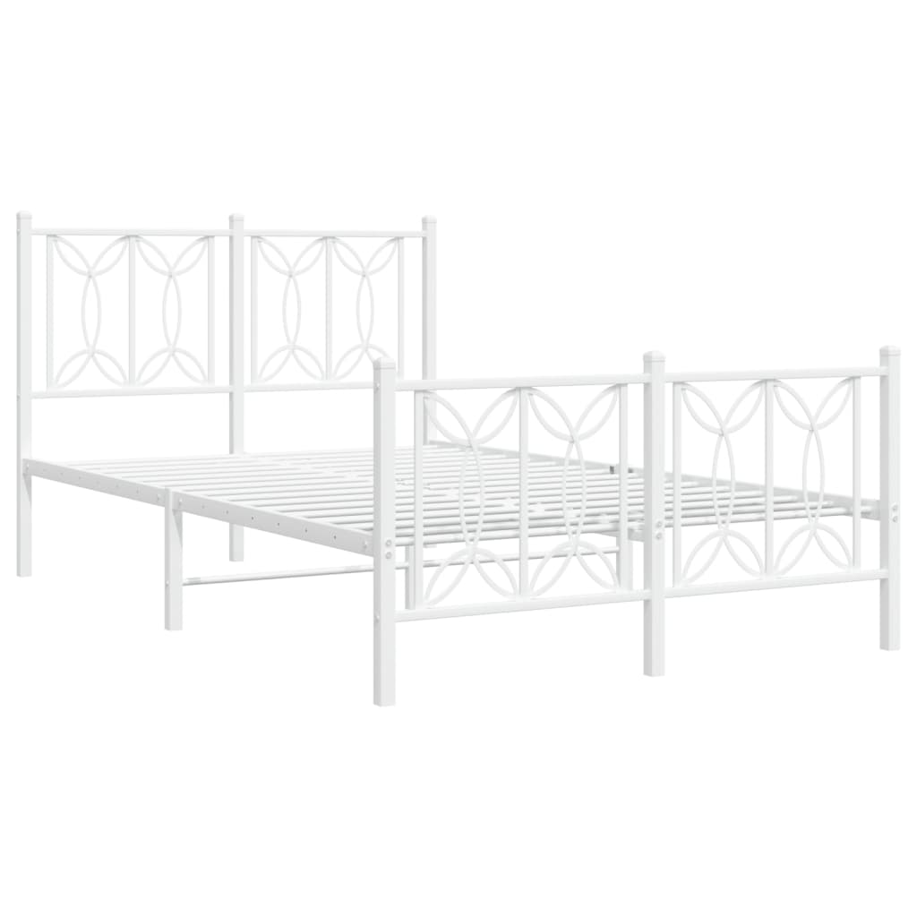 Sengeramme i metall med hode- og fotgavl hvit 120x190 cm