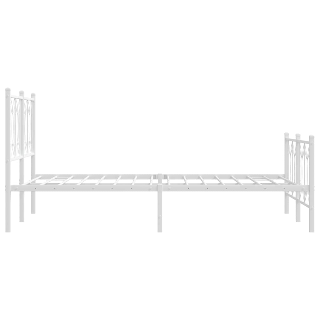 Sengeramme i metall med hode- og fotgavl hvit 120x190 cm