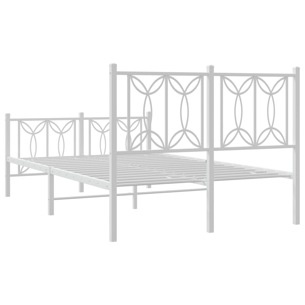 Sengeramme i metall med hode- og fotgavl hvit 120x190 cm