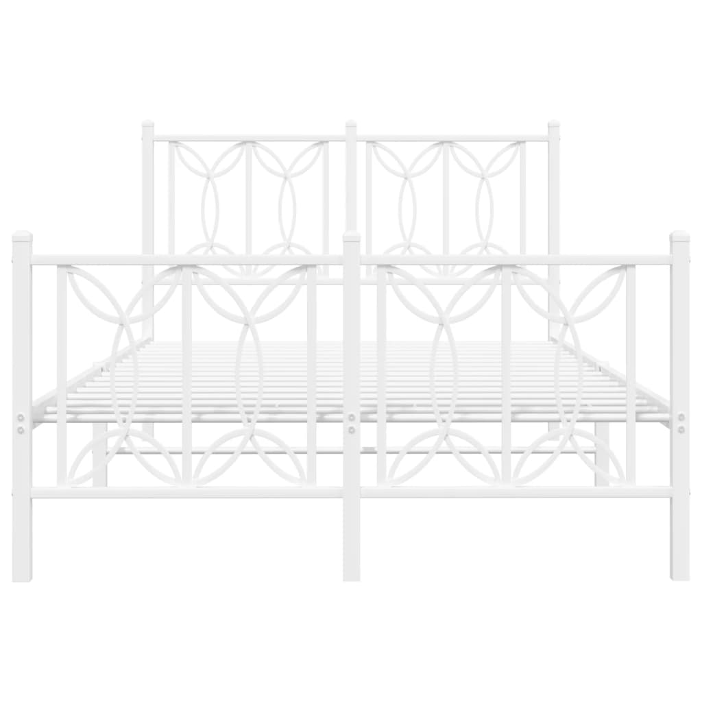 Sengeramme i metall med hode- og fotgavl hvit 120x200 cm