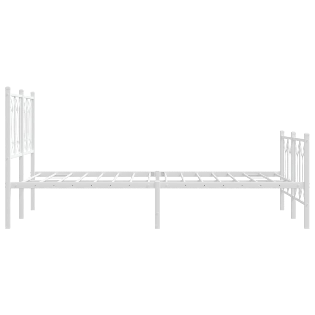 Sengeramme i metall med hode- og fotgavl hvit 120x200 cm