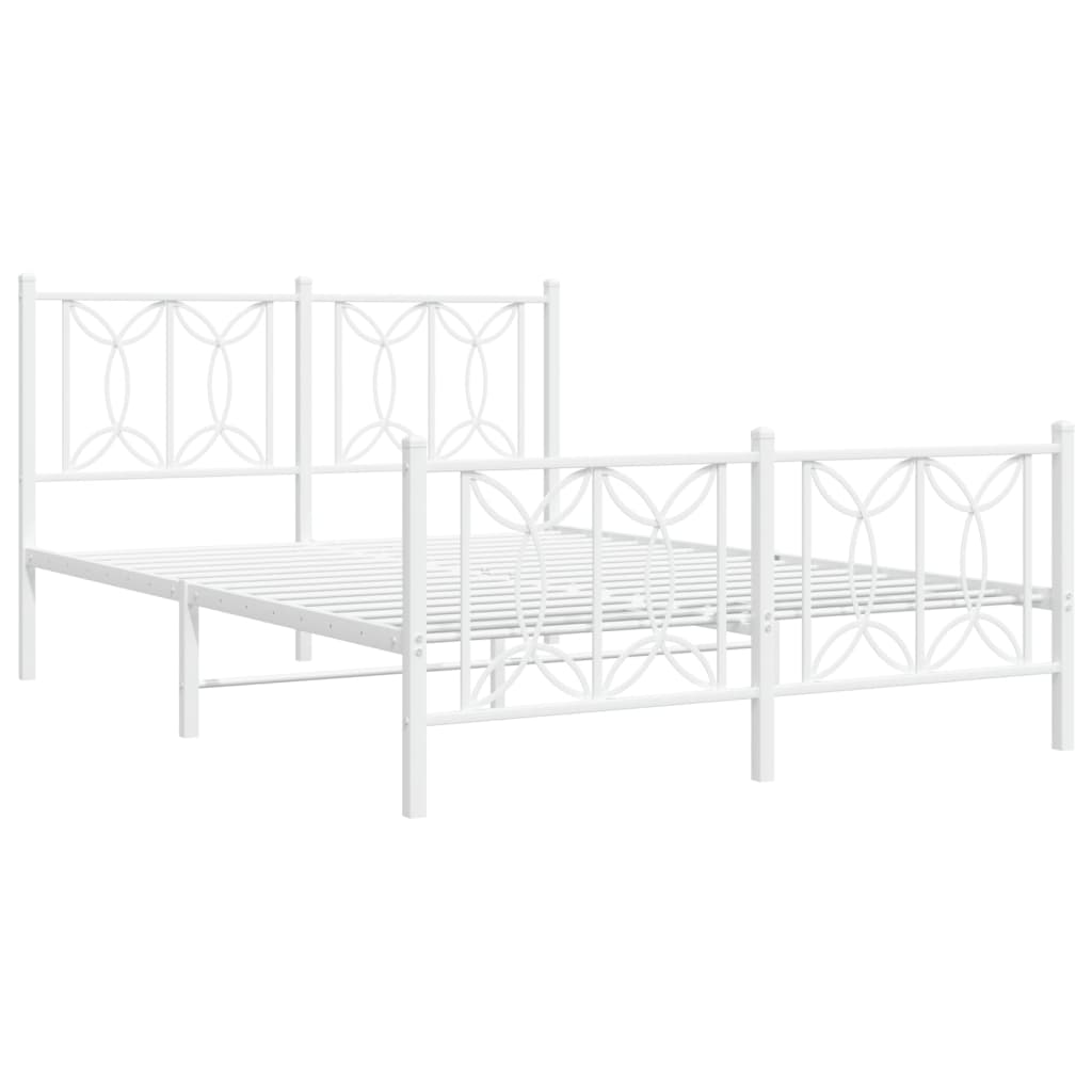 Sengeramme i metall med hode- og fotgavl hvit 135x190 cm