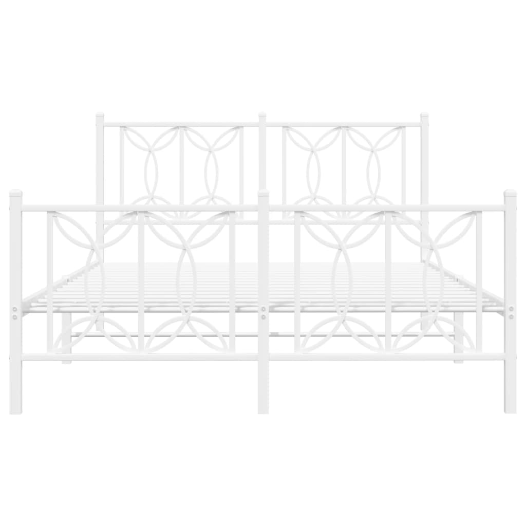 Sengeramme i metall med hode- og fotgavl hvit 135x190 cm