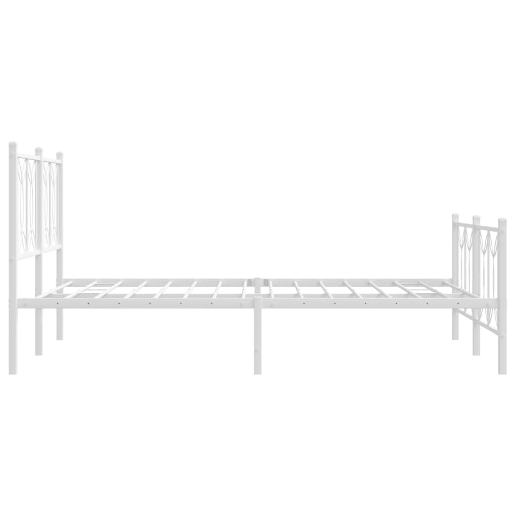 Sengeramme i metall med hode- og fotgavl hvit 140x190 cm