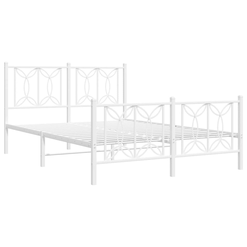 Sengeramme i metall med hode- og fotgavl hvit 140x200 cm