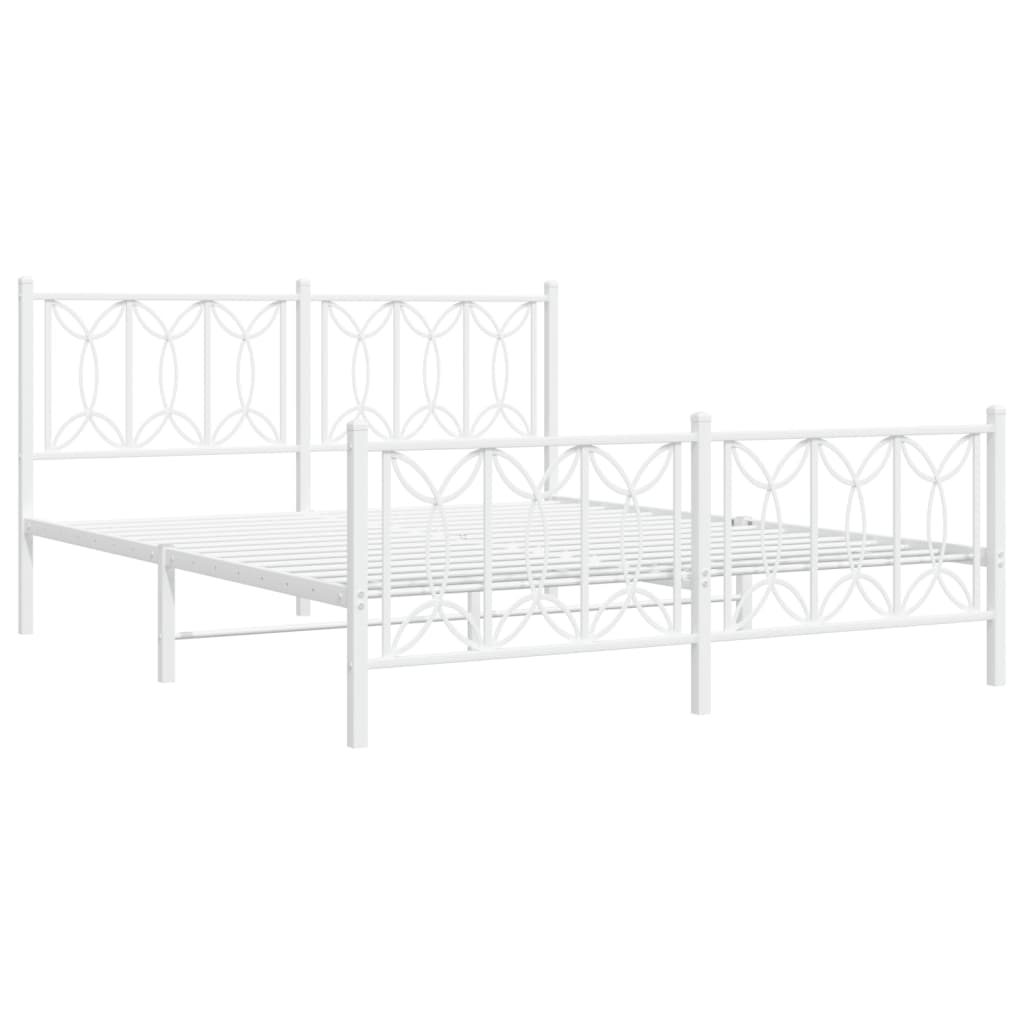 Sengeramme i metall med hode- og fotgavl hvit 160x200 cm