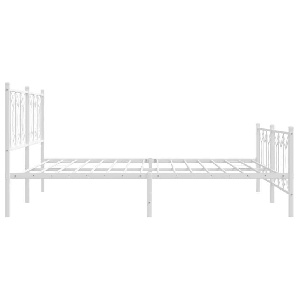 Sengeramme i metall med hode- og fotgavl hvit 183x213 cm
