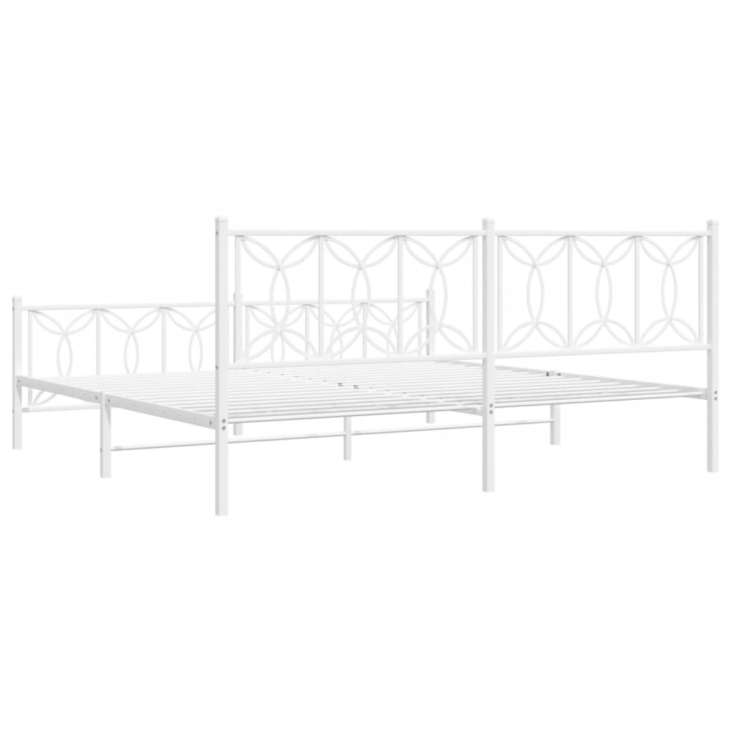 Sengeramme i metall med hode- og fotgavl hvit 193x203 cm