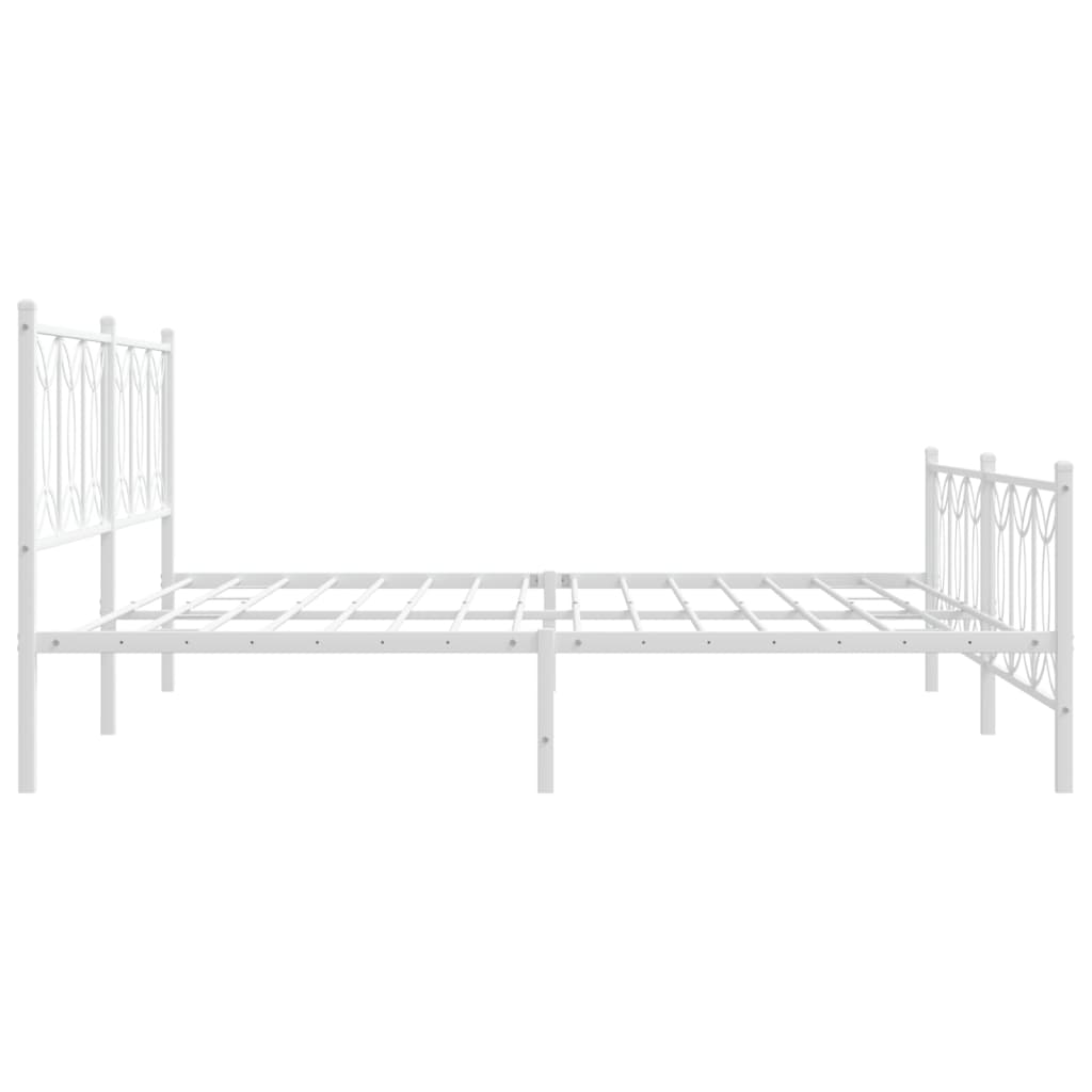Sengeramme i metall med hode- og fotgavl hvit 200x200 cm