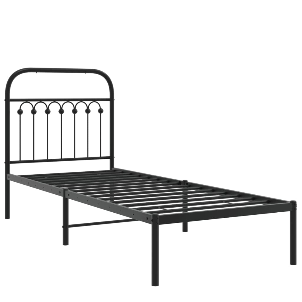 Sengeramme i metall med hodegavl svart 75x190 cm