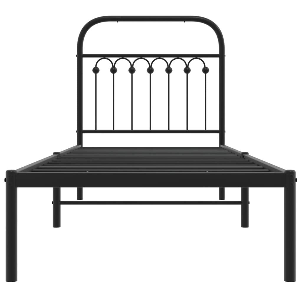 Sengeramme i metall med hodegavl svart 75x190 cm
