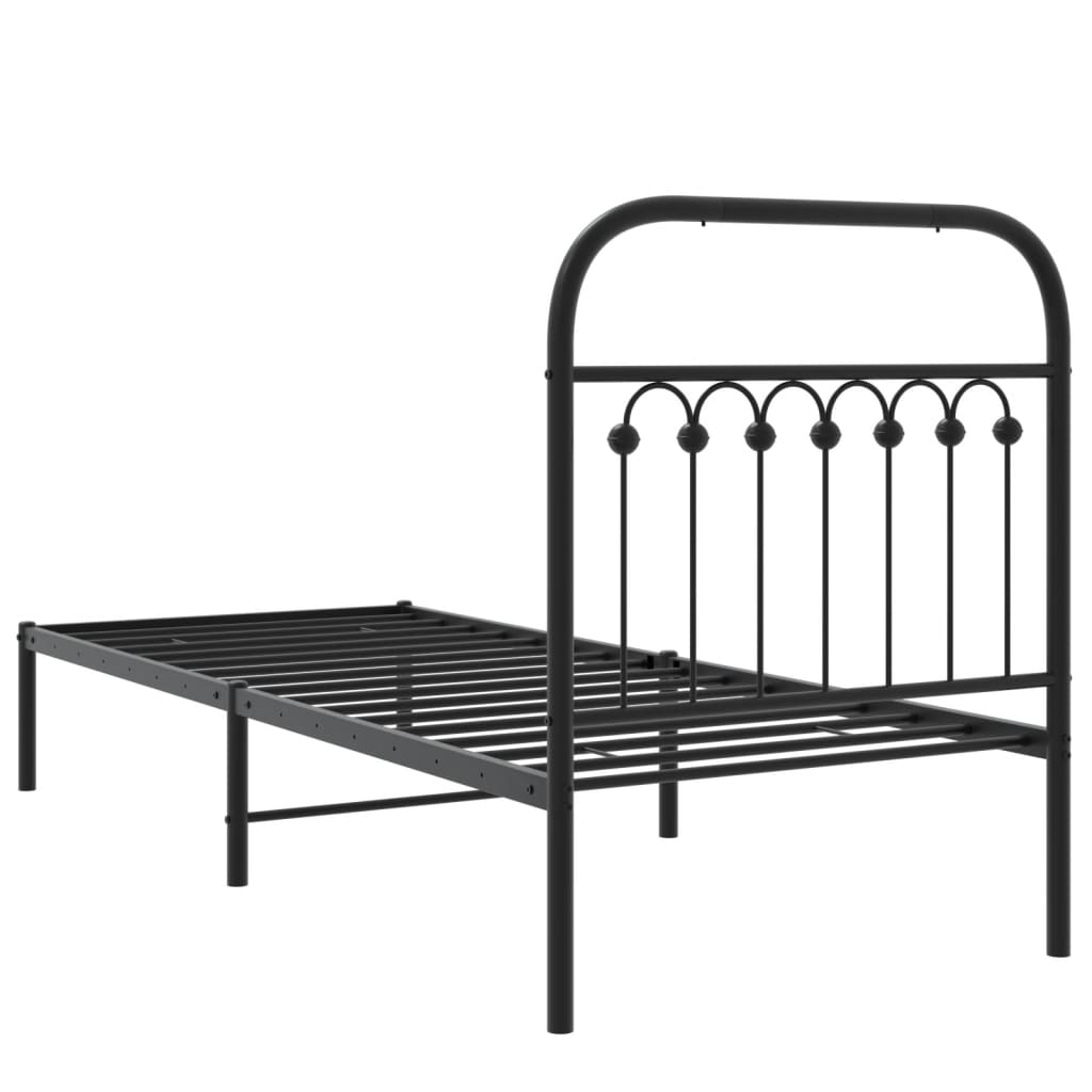 Sengeramme i metall med hodegavl svart 75x190 cm