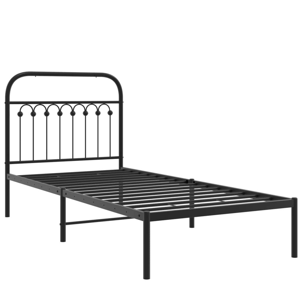 Sengeramme i metall med hodegavl svart 90x190 cm
