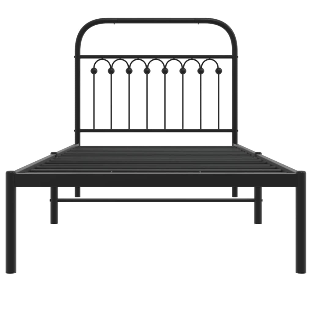 Sengeramme i metall med hodegavl svart 90x190 cm