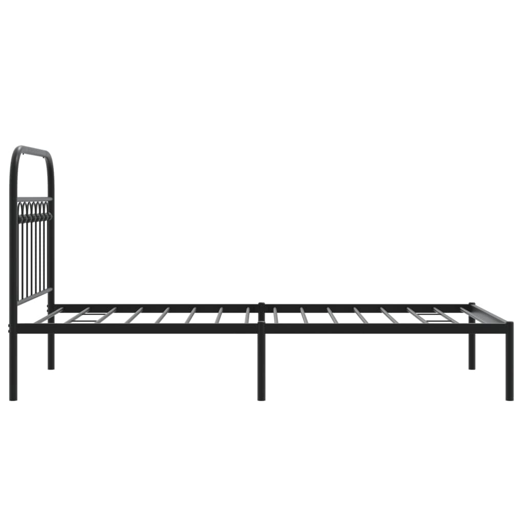 Sengeramme i metall med hodegavl svart 90x190 cm